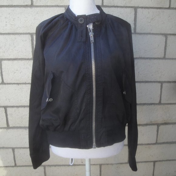 Free People Womens Jacket Size Small Midnight Black Bomber Zipper Front - Picture 2 of 8